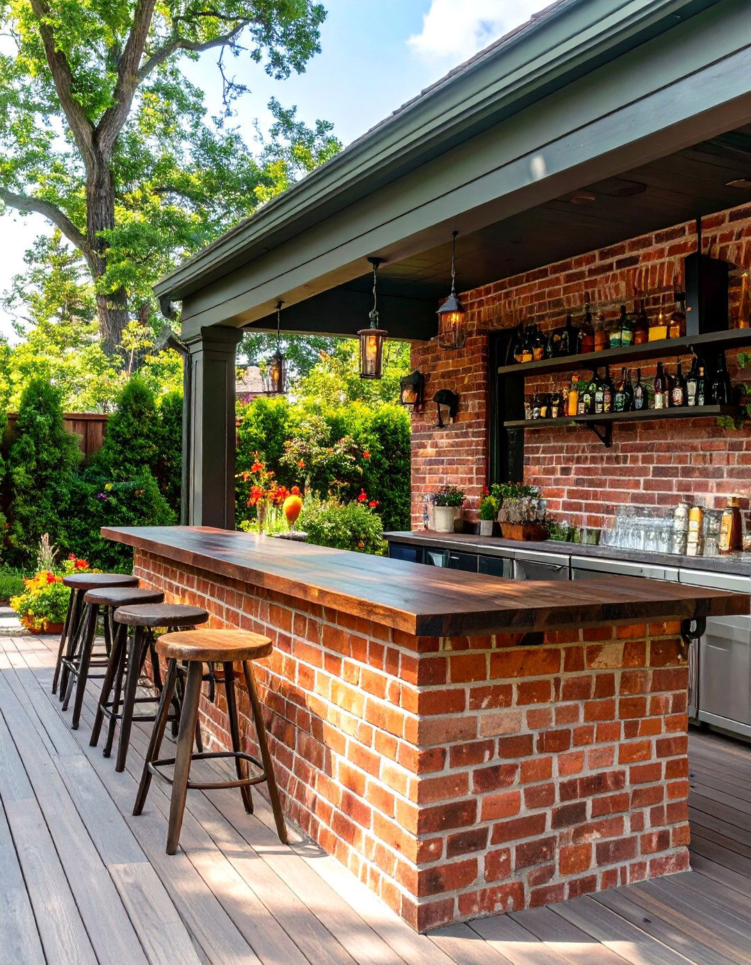 The Traditional Brick Deck Bar - 30 deck bar ideas