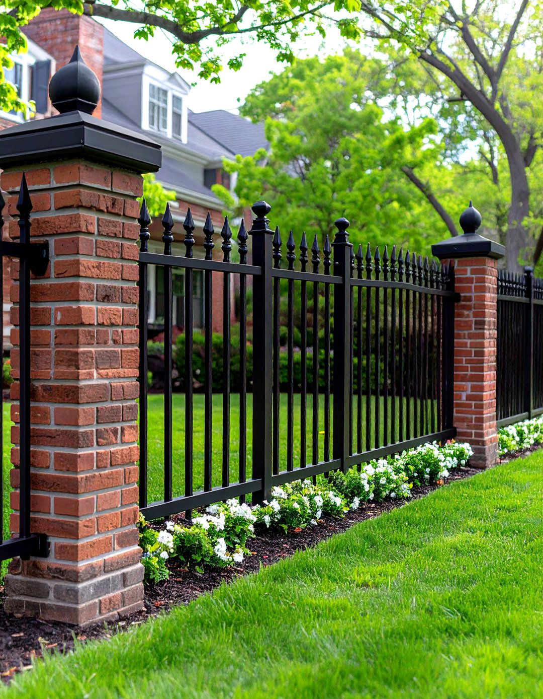 The Traditional Brick Pillar Fence - 30 front yard fencing ideas
