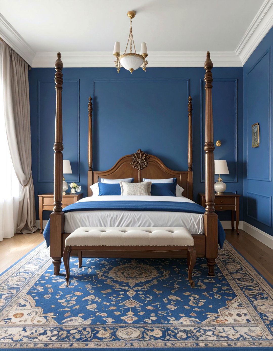 The Traditional Dark Blue Bedroom - 30 dark blue bedroom ideas