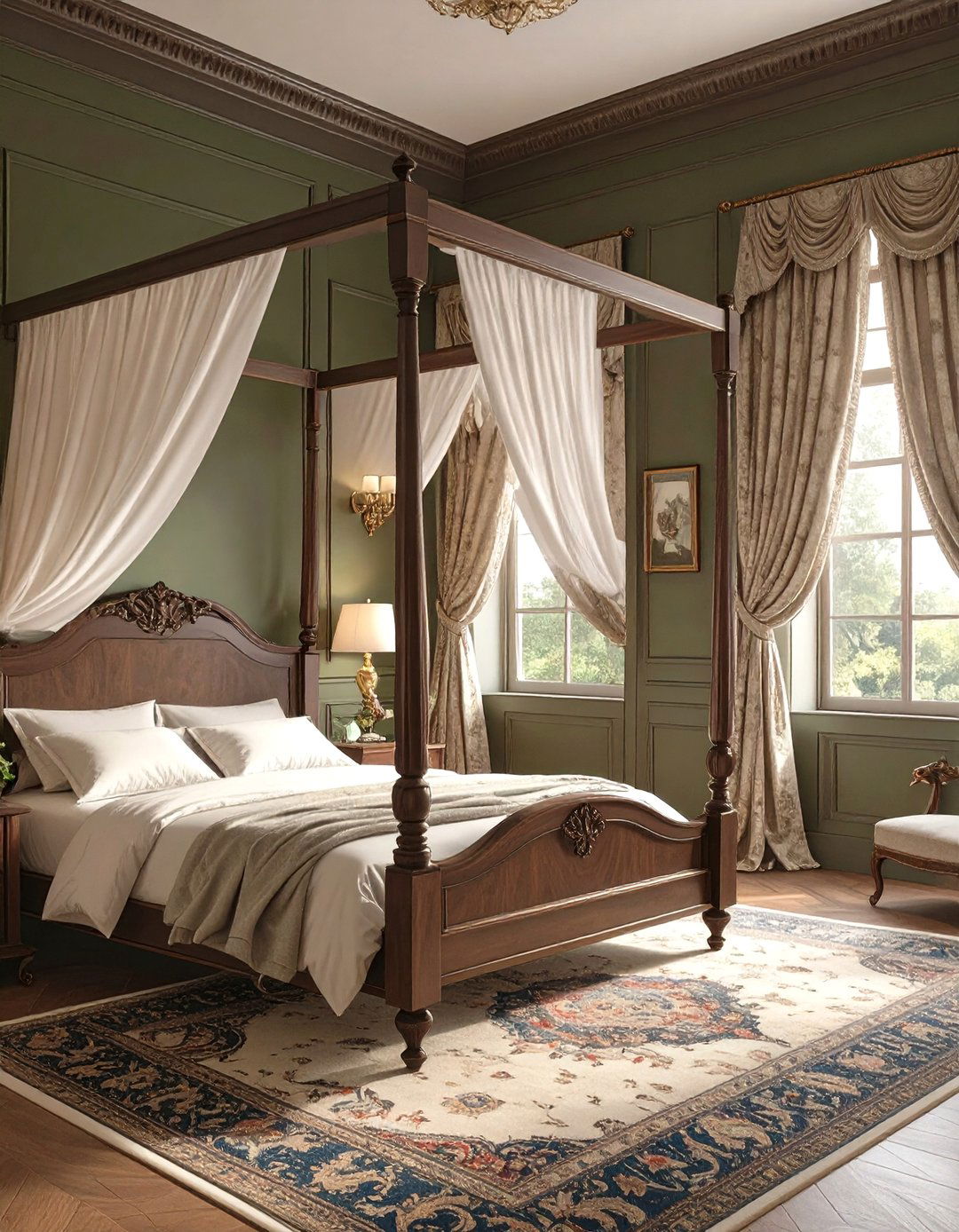 The Traditional Dark Olive Green Bedroom - 30 dark green bedroom ideas