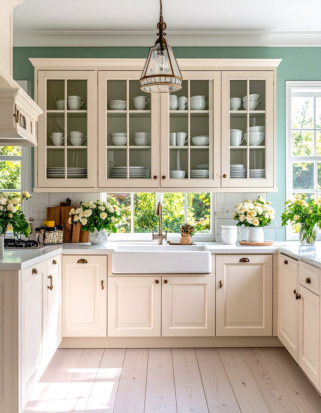 The Traditional Kitchen with Glass Front Cabinets - 30 kitchen ideas for small spaces