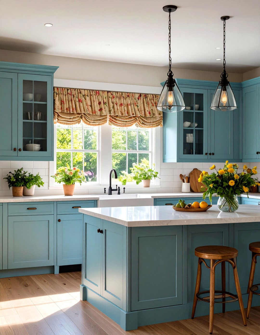 The Traditional Kitchen with Valance - 30 kitchen window ideas over sink