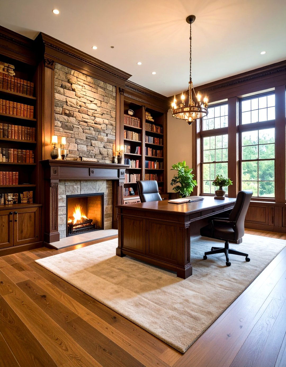 The Traditional Library with a Fireplace - 30 home office storage ideas