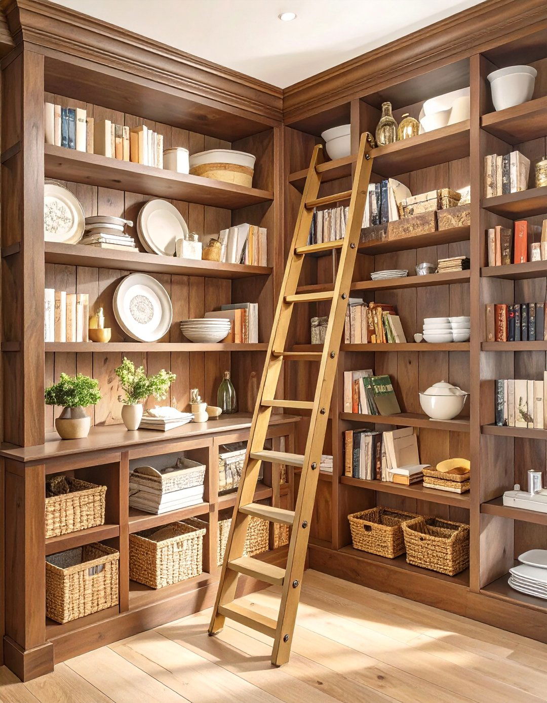 The Traditional Pantry with Library Ladder - 30 butlers pantry walk in pantry ideas