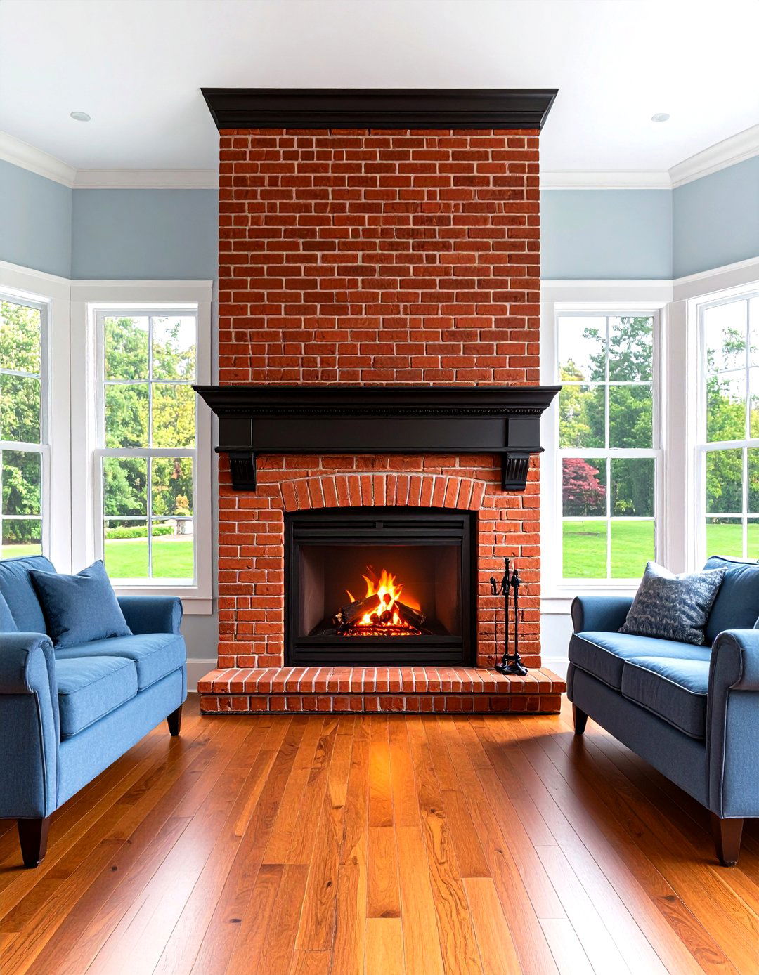 The Traditional Red Brick Living Room Corner Fireplace - 30 living room corner fireplace ideas