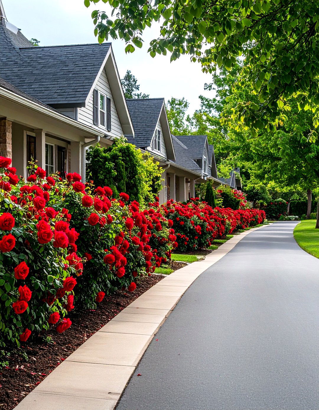 The Traditional Rose Bush Line - 30 driveway border landscaping ideas
