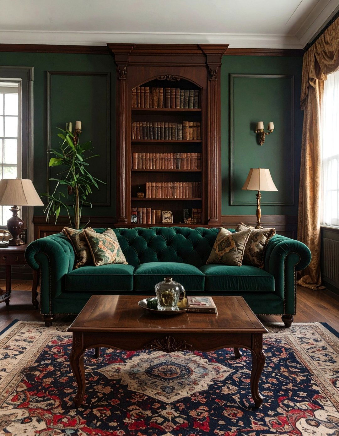 The Traditional and Timeless Living Room - 30 dark green sofa living room ideas