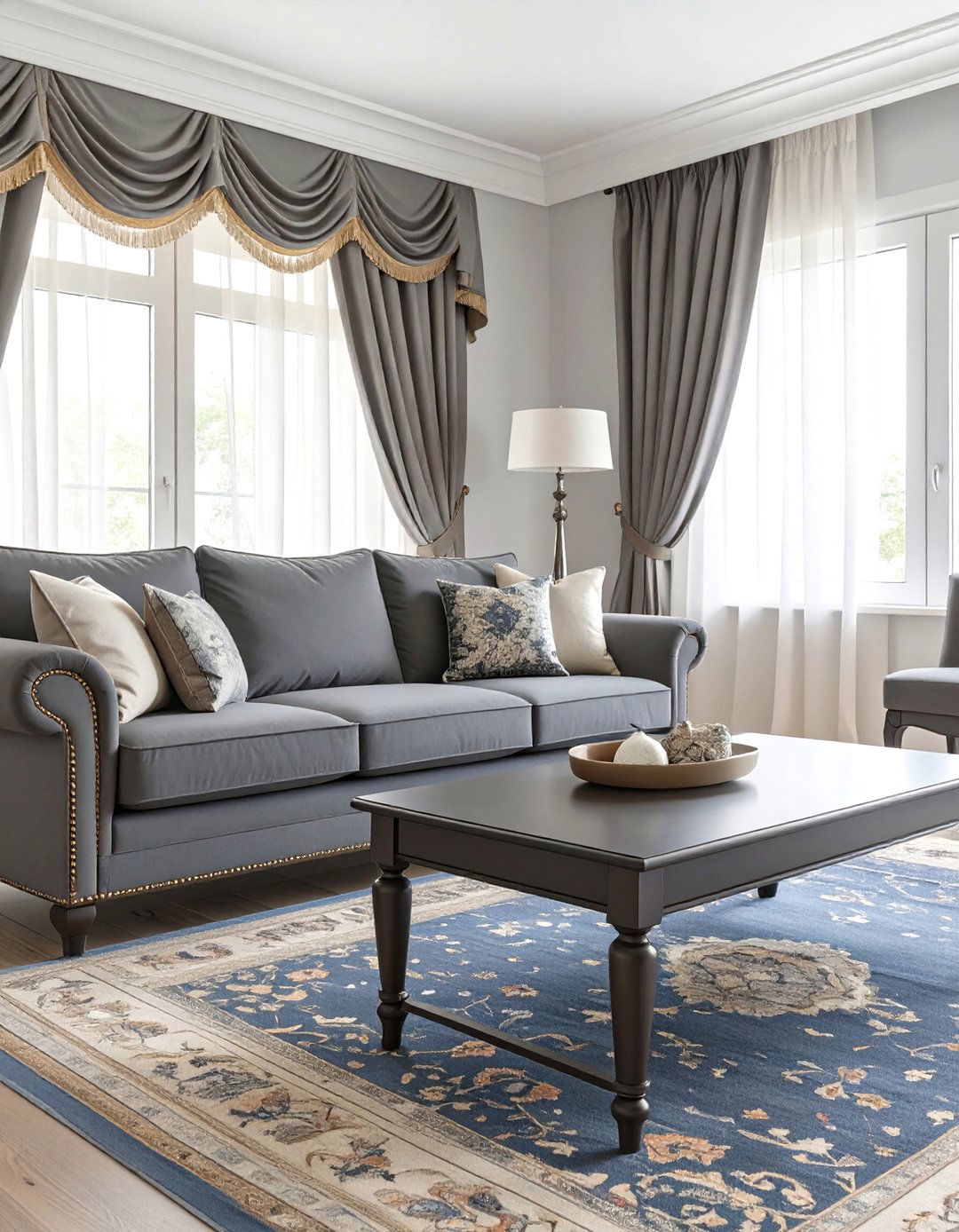 The Traditional and Timeless Living Room - 30 dark gray couch living room ideas