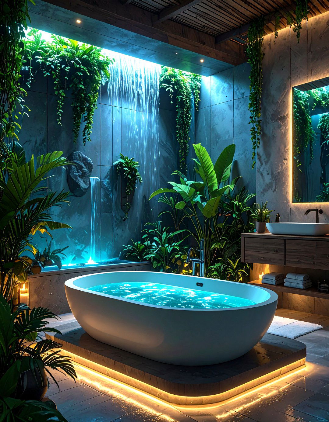 The Tranquil AI Bathroom Spa - 30 ai lighting layout ideas