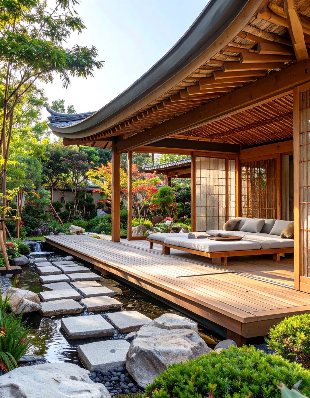 The Tranquil Zen Garden Deck - 30 deck ideas with roof