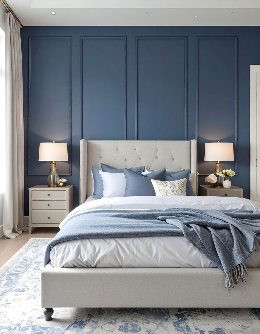 The Transitional Dark Blue Bedroom - 30 dark blue bedroom ideas