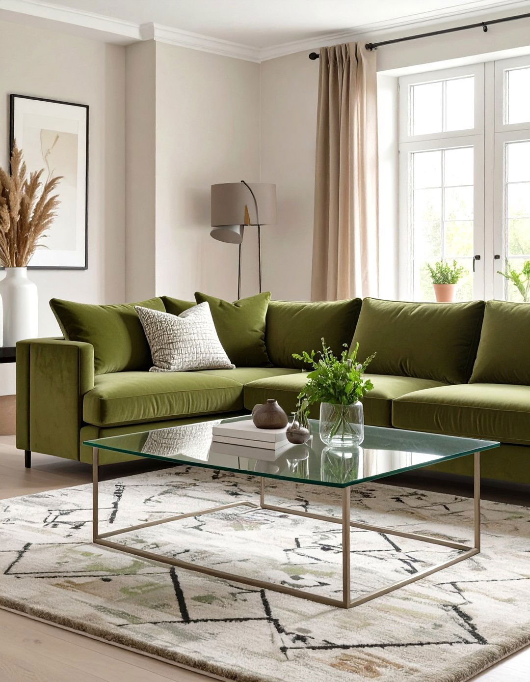 The Transitional Style Living Room - 30 olive green sofa living room ideas