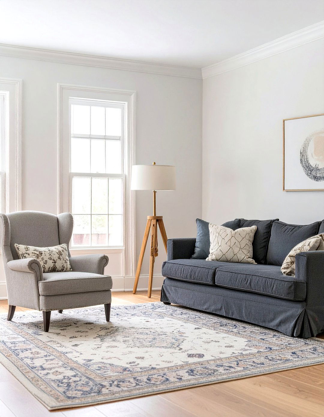 The Transitional Style Living Room - 30 dark grey couch living room ideas