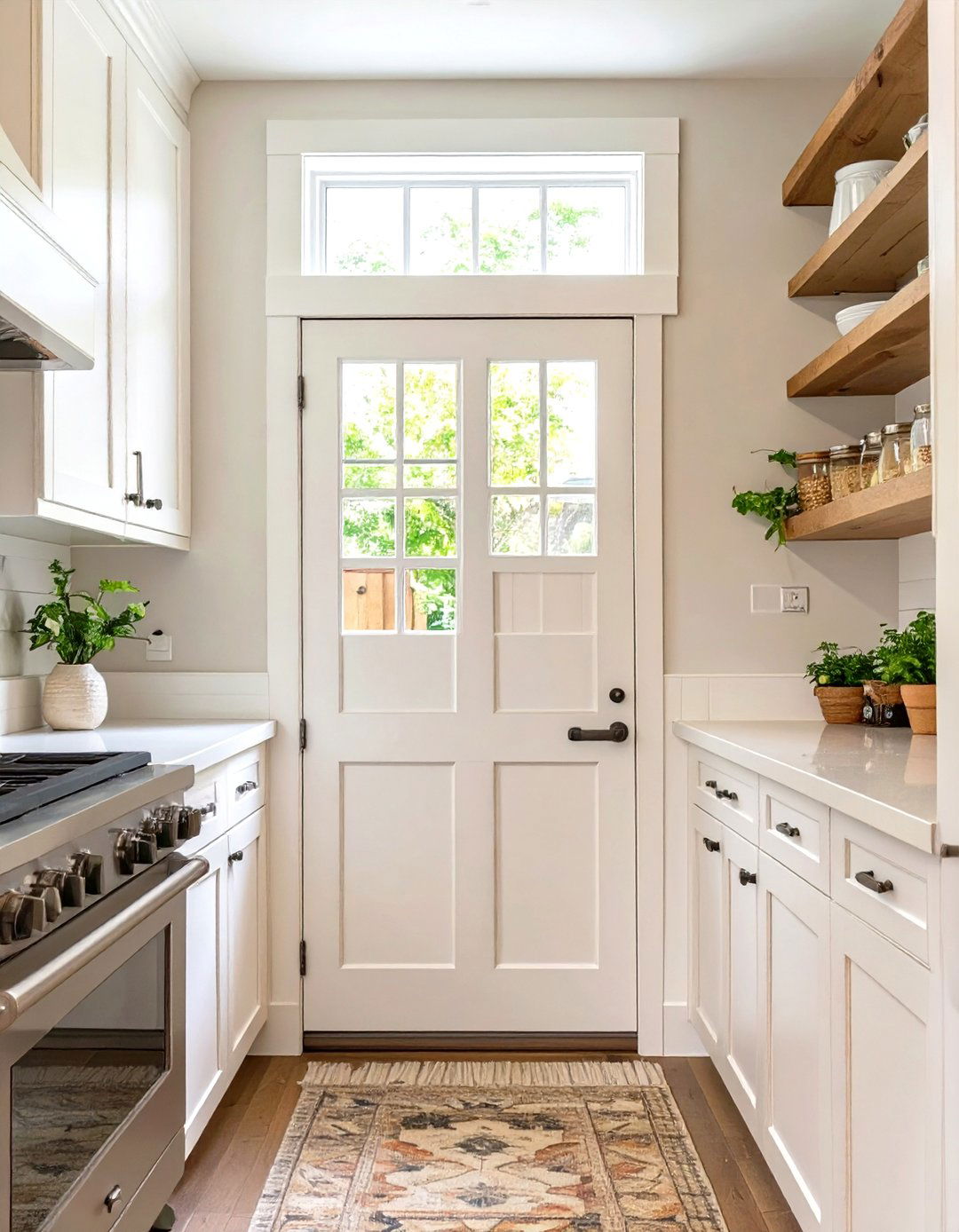 The Transom Window Pantry Door - 30 hidden small walk in pantry ideas