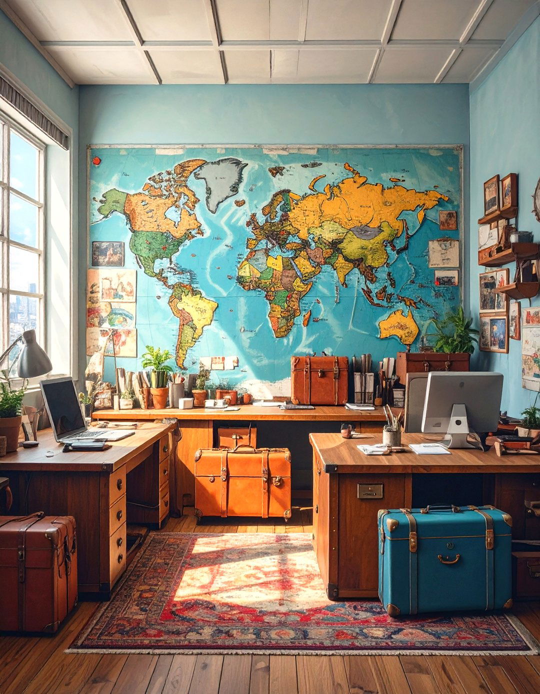 The Travel Inspired Cubicle - 30 office cubicle decor ideas
