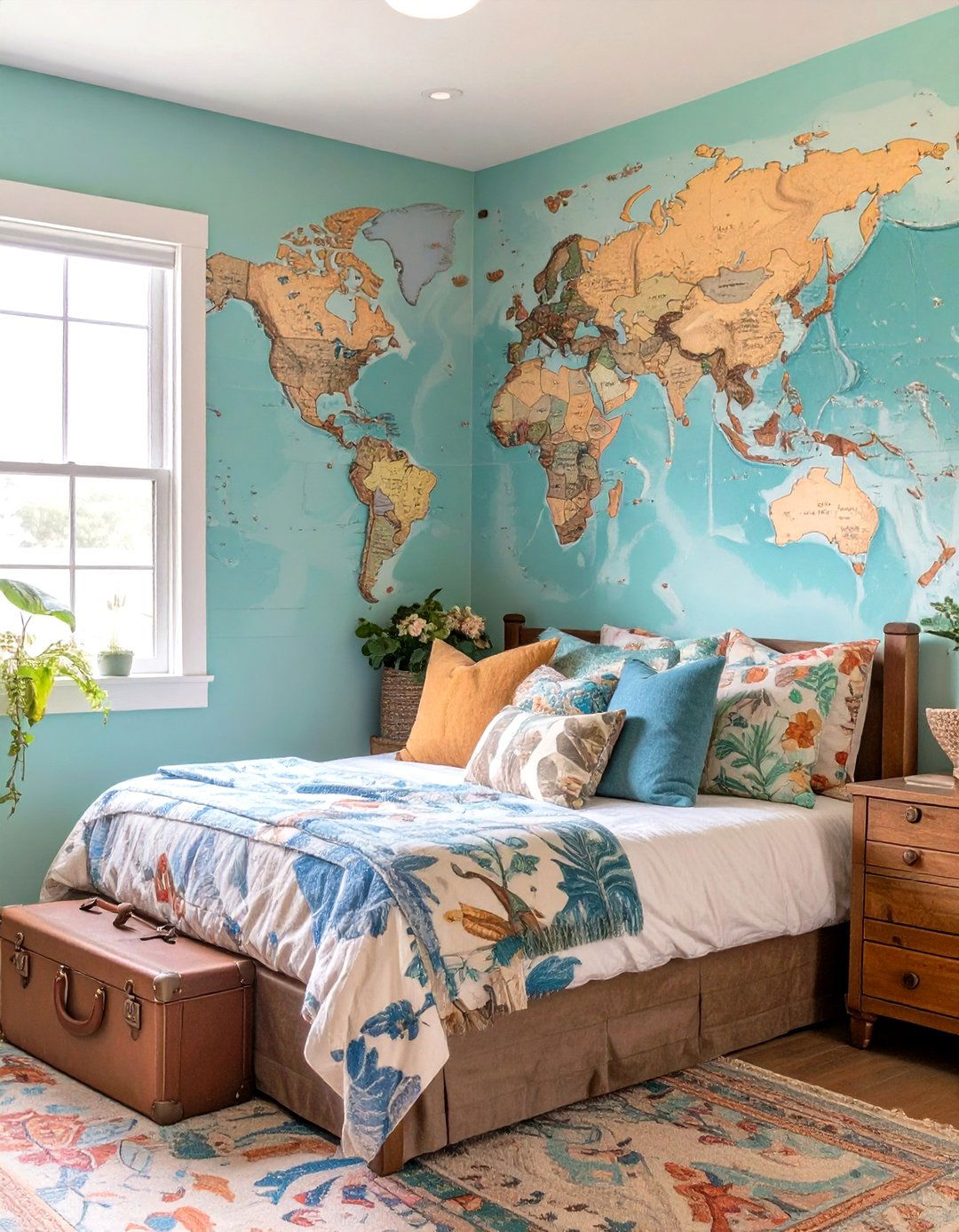 The Travel Themed Explorers Den - 30 home office guest room ideas