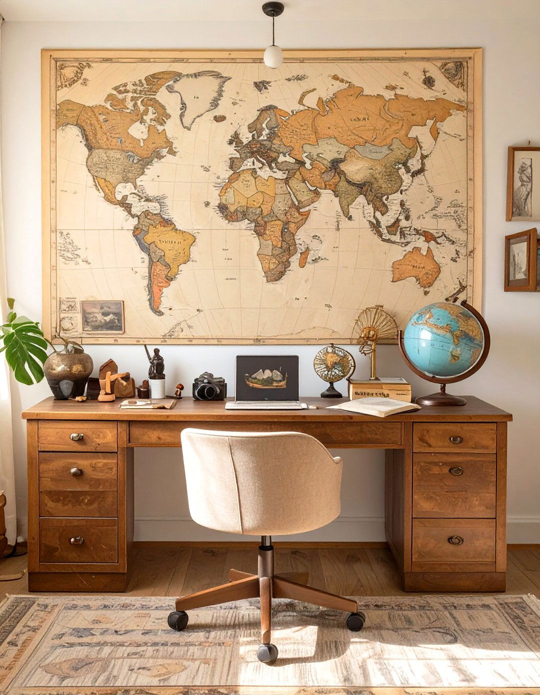 The Travel Themed Explorers Home Office - 30 home office inspo ideas