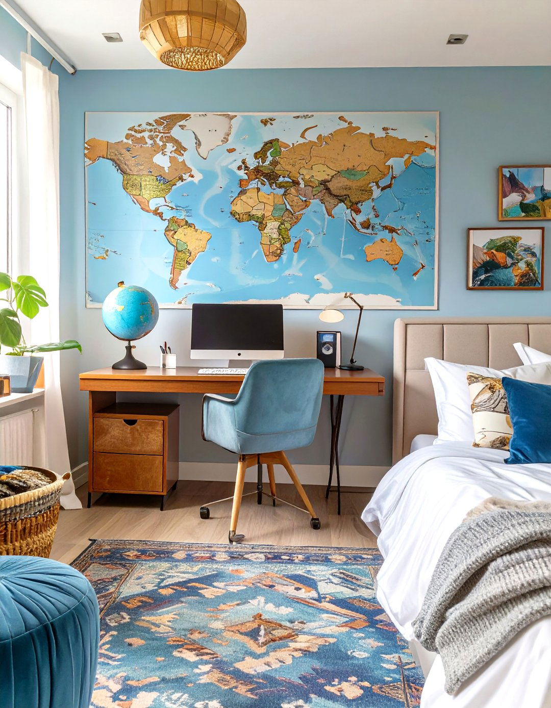 The Travel Themed Office Bedroom - 30 office bedroom ideas