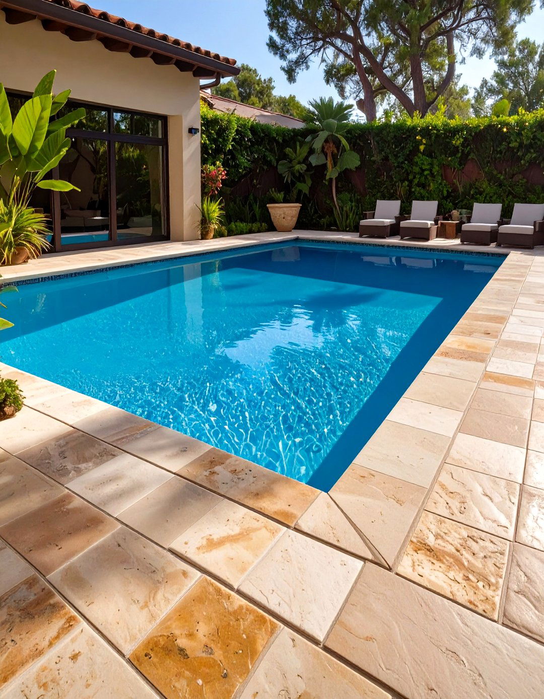 The Travertine Pool Deck - 30 backyard pavers ideas