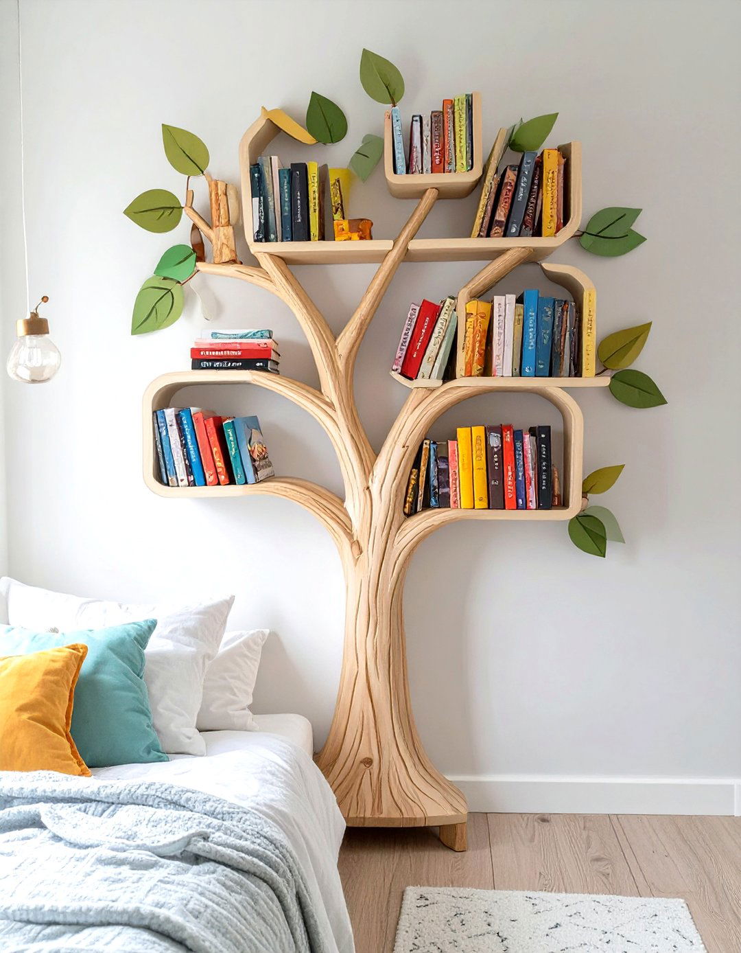 The Tree Shaped Bedroom Bookshelf - 30 bedroom bookshelf ideas