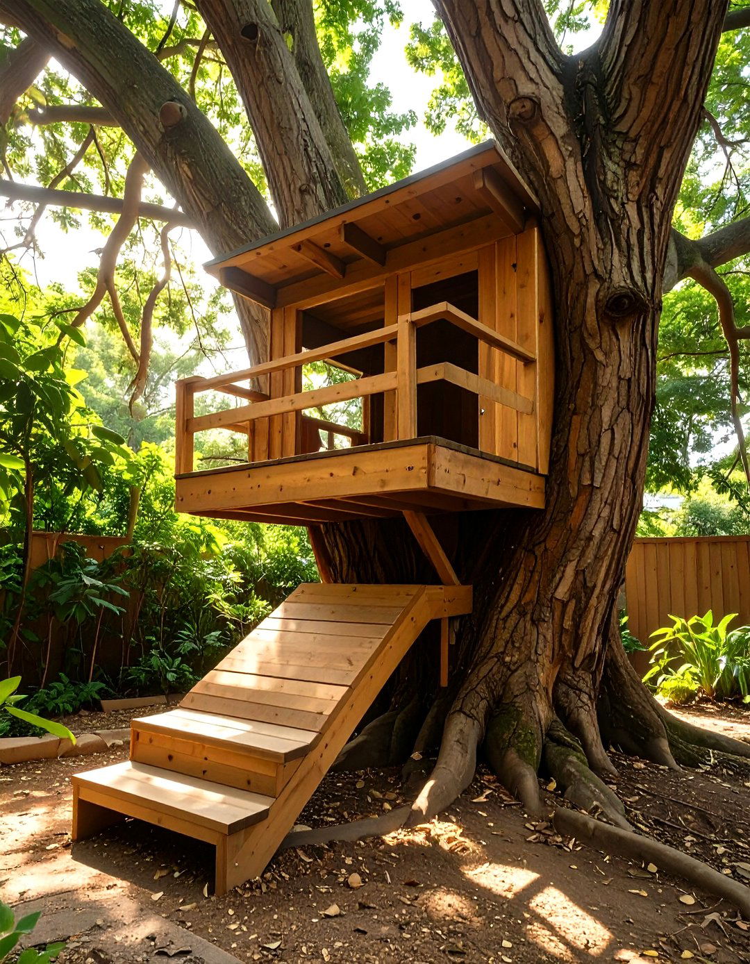 The Treehouse Platform Kennel - 30 homemade outdoor dog kennel ideas