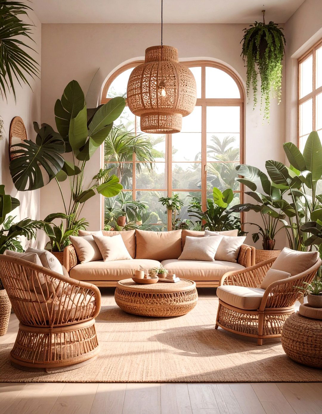 The Tropical Brown and Rattan Living Room - 30 brown living room ideas