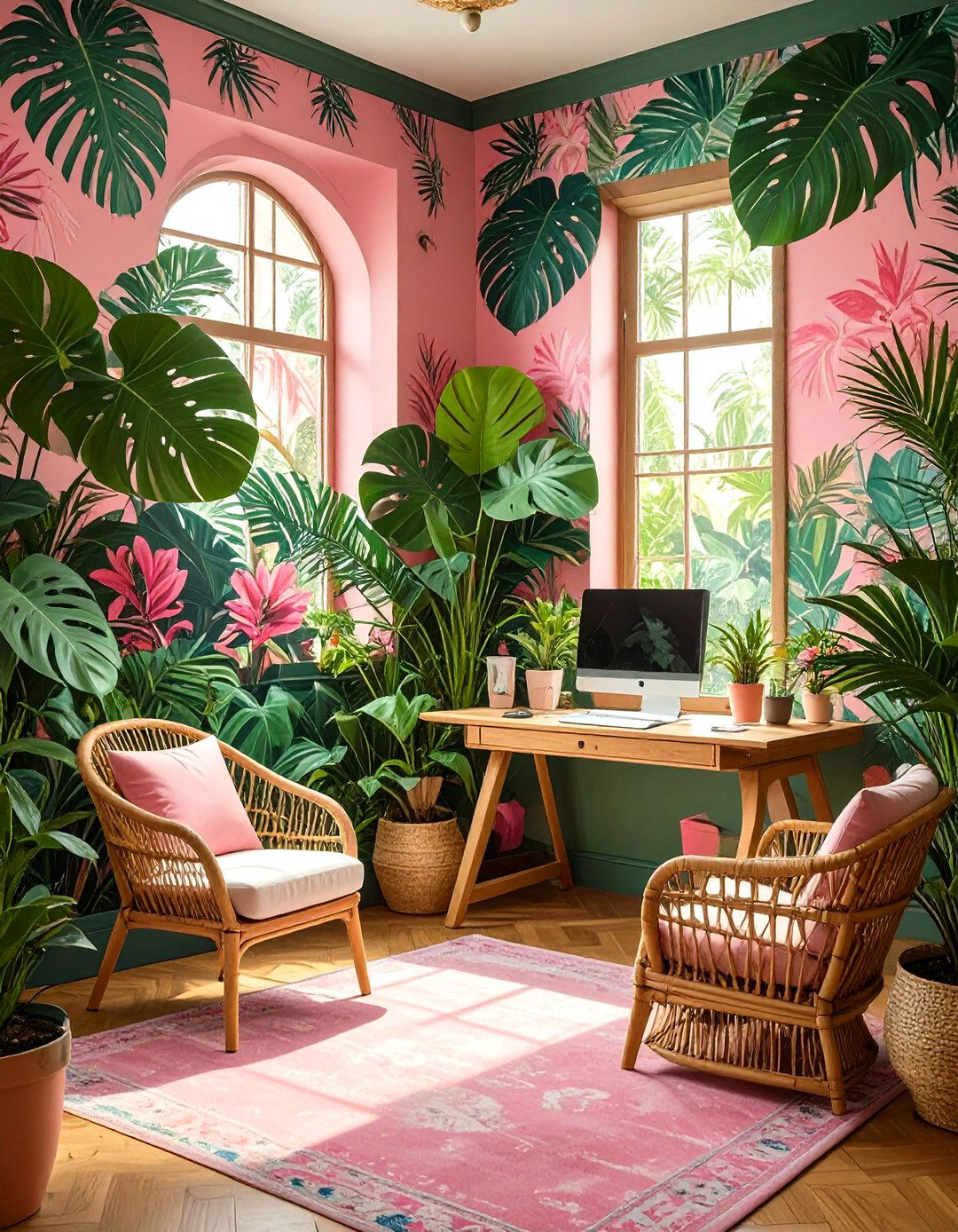 The Tropical Escape Office - 30 office decorating ideas for work