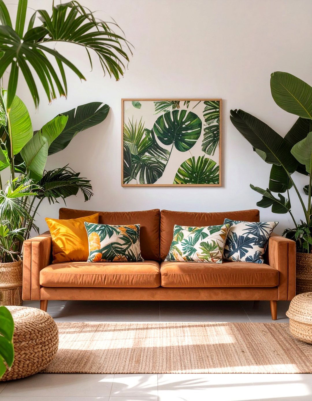 The Tropical Inspired Living Room - 30 brown couch living room ideas