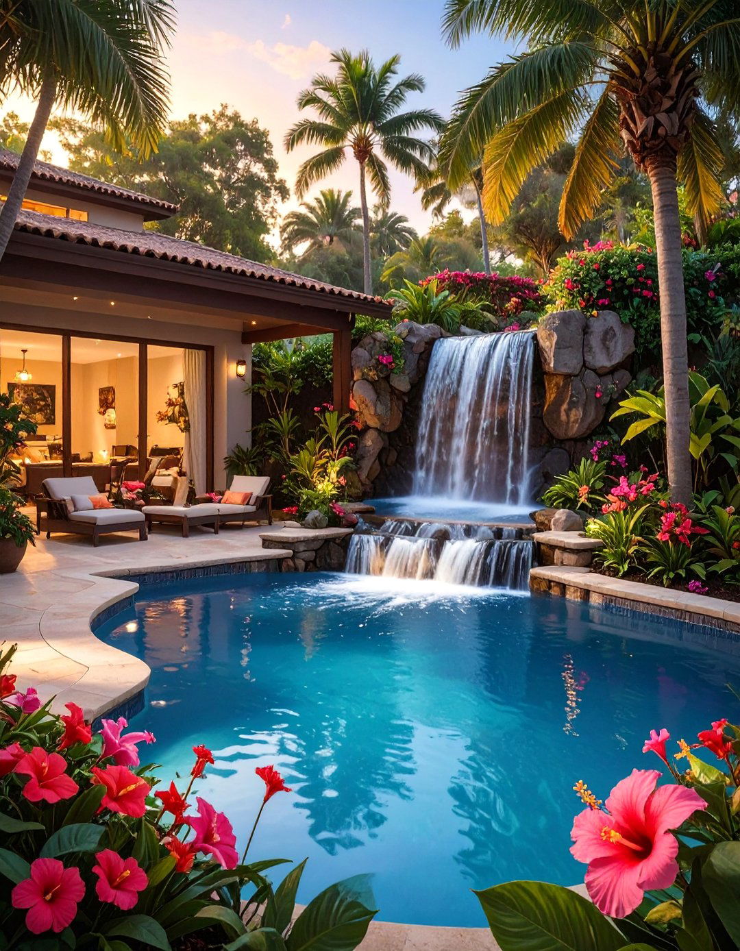 The Tropical Lagoon Escape - 30 ai waterfall garden ideas