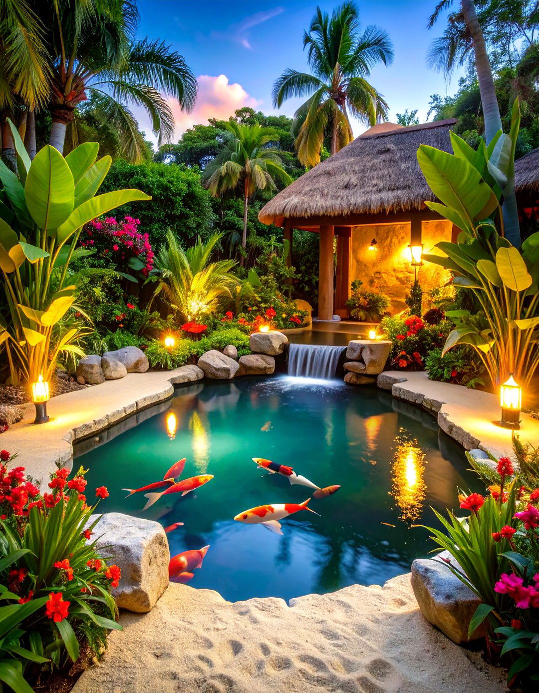 The Tropical Lagoon Pond - 30 backyard koi pond ideas