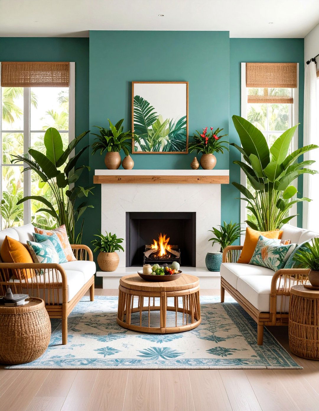 The Tropical Living Room Fireplace - 30 living room with fireplace decor ideas