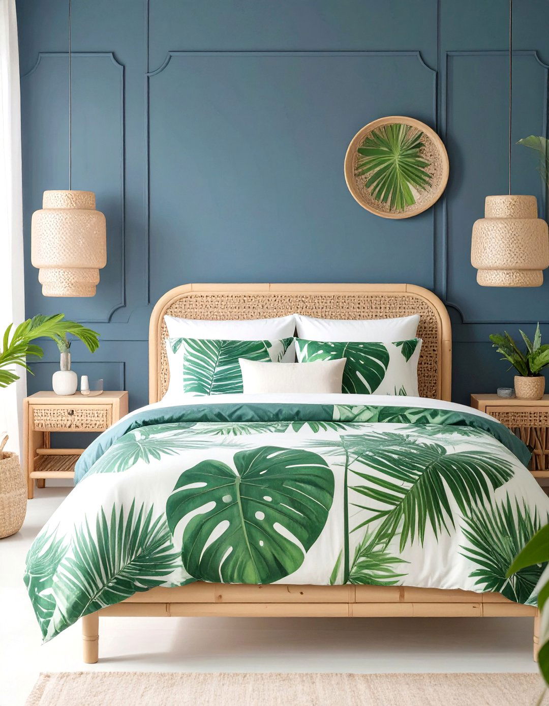 The Tropical Midnight Blue Bedroom - 30 dark blue bedroom ideas