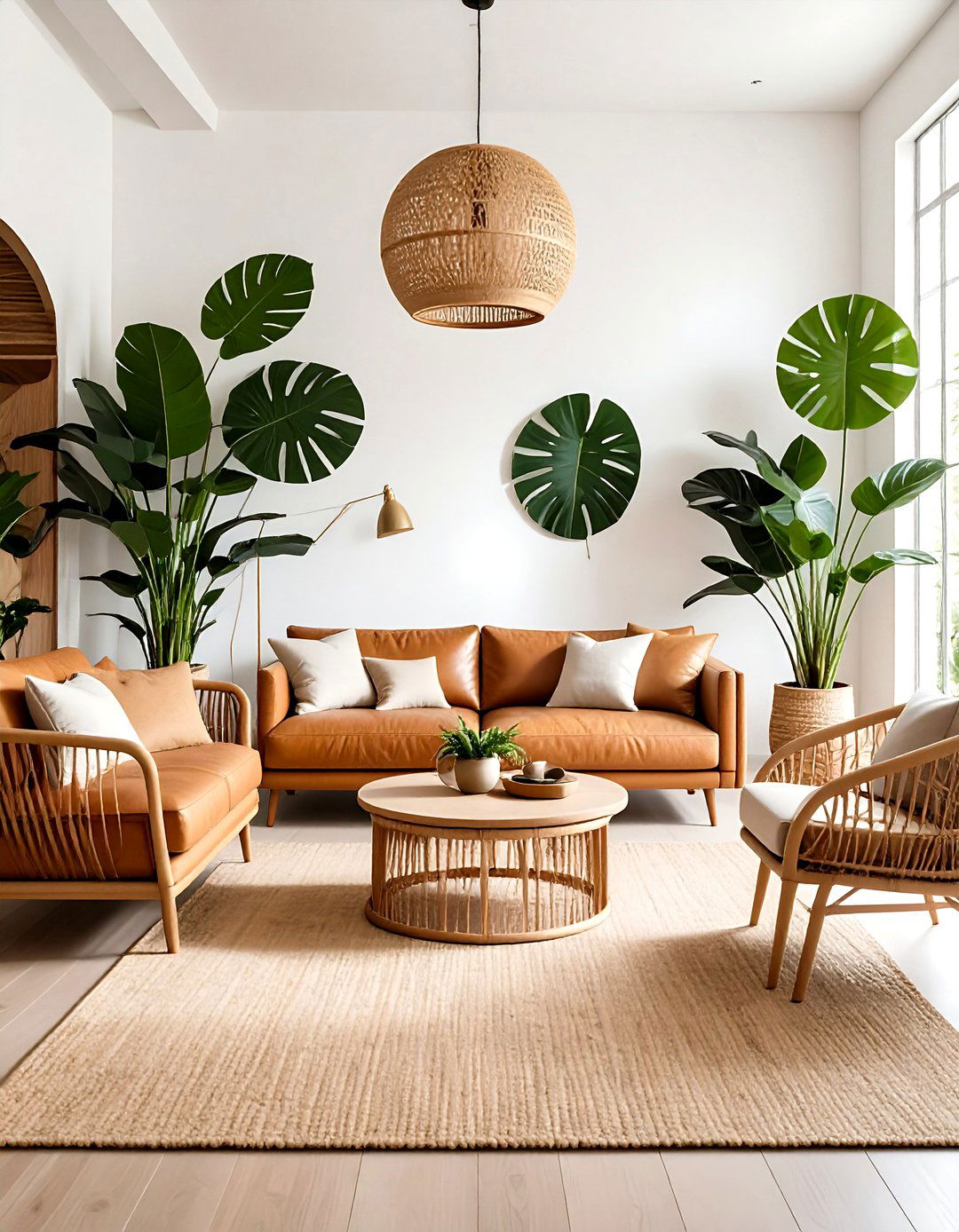 The Tropical Modern Living Room - 30 leather couch living room ideas