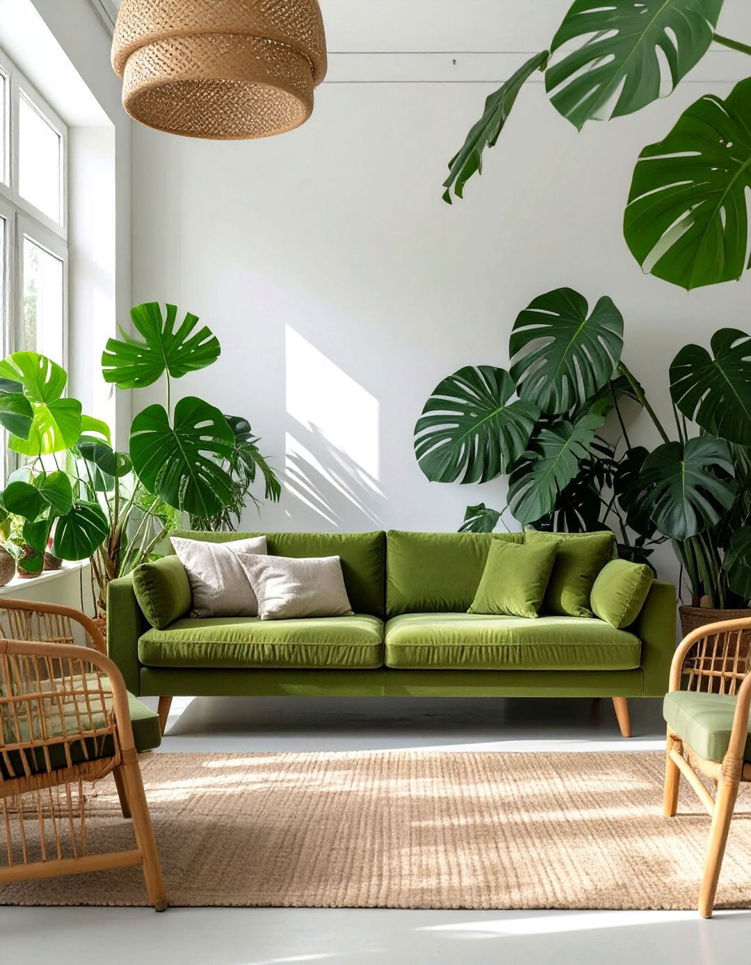 The Tropical Modern Living Room - 30 olive green sofa living room ideas