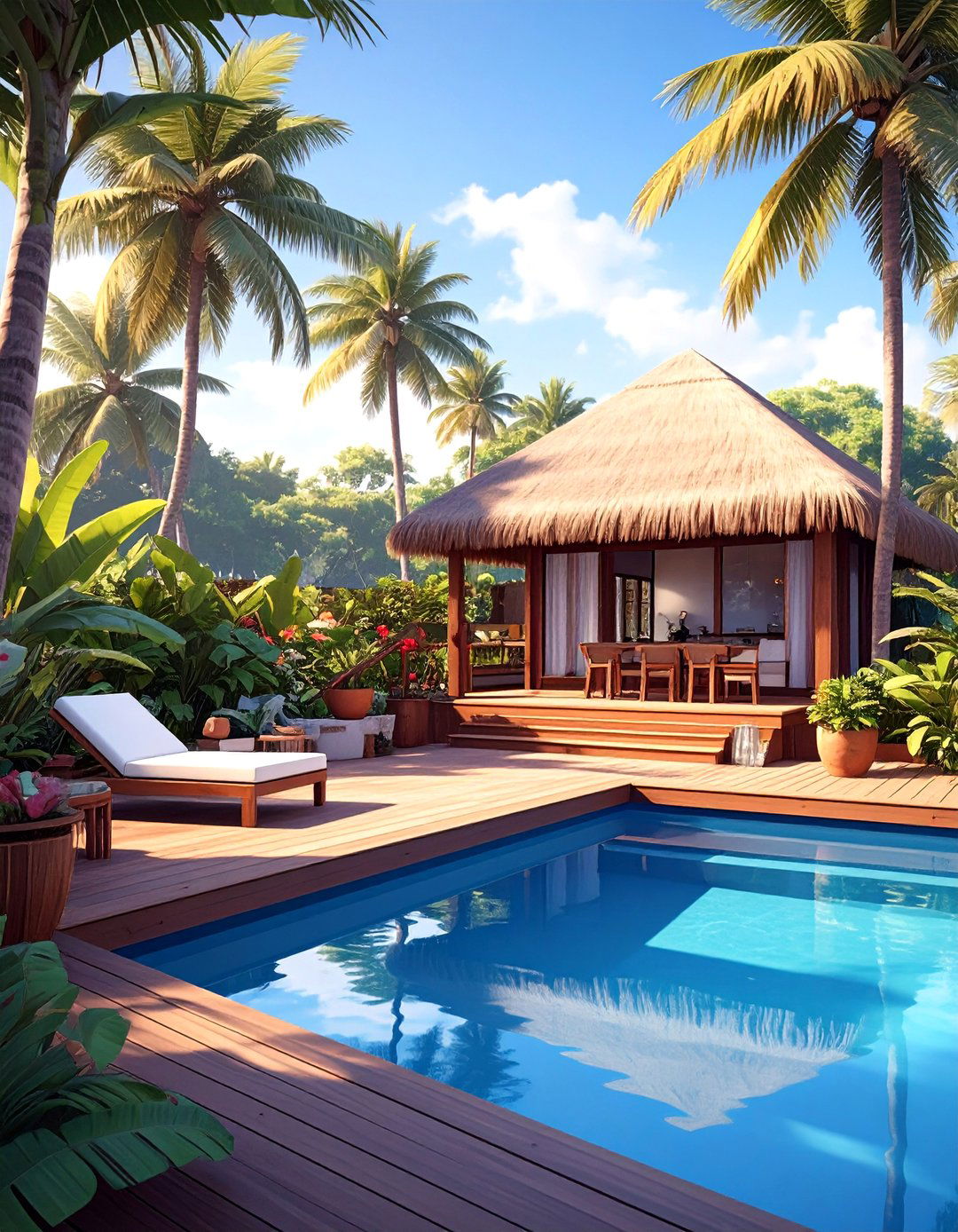 The Tropical Oasis with Lush Greenery - 30 deck ideas for above ground pools