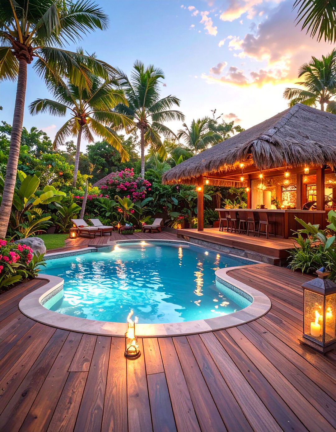 The Tropical Paradise Deck - 30 backyard swim spa deck ideas