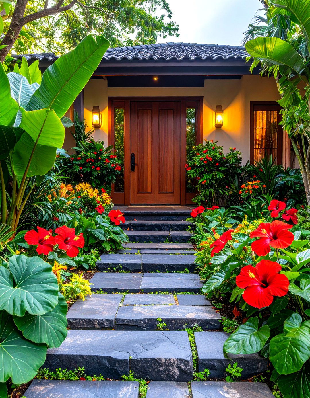 The Tropical Paradise Entrance - 30 landscaping ideas for front yard
