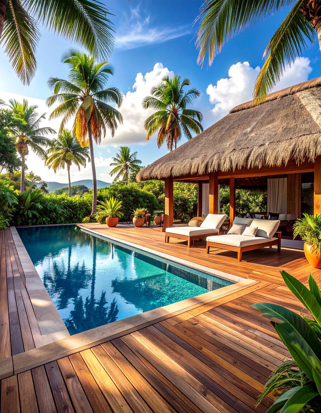 The Tropical Paradise Poolside Deck - 30 deck design tool ideas