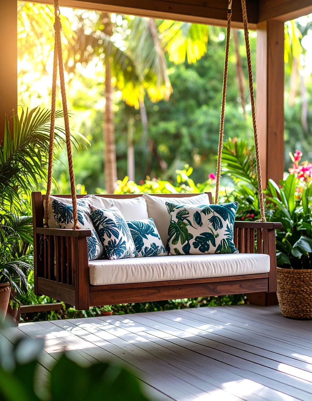 The Tropical Paradise Porch Swing - 30 front porch swing ideas