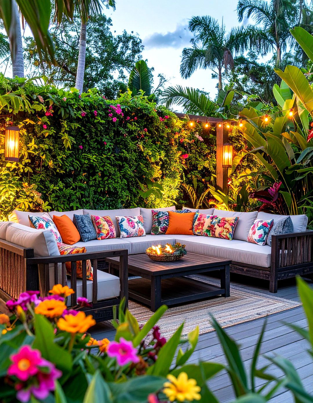 The Tropical Paradise with Faux Foliage - 30 deck privacy screen ideas
