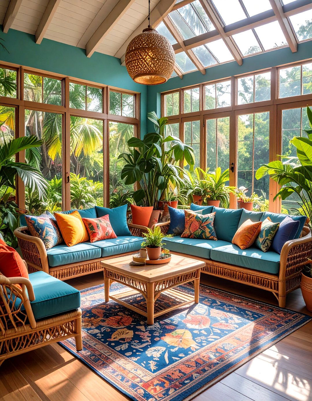 The Tropical Print Sunroom - 30 80s interior design ideas
