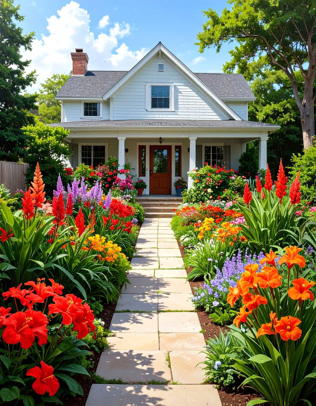 The Tropical Style Perennial Oasis - 30 front house full sun perennial garden designs