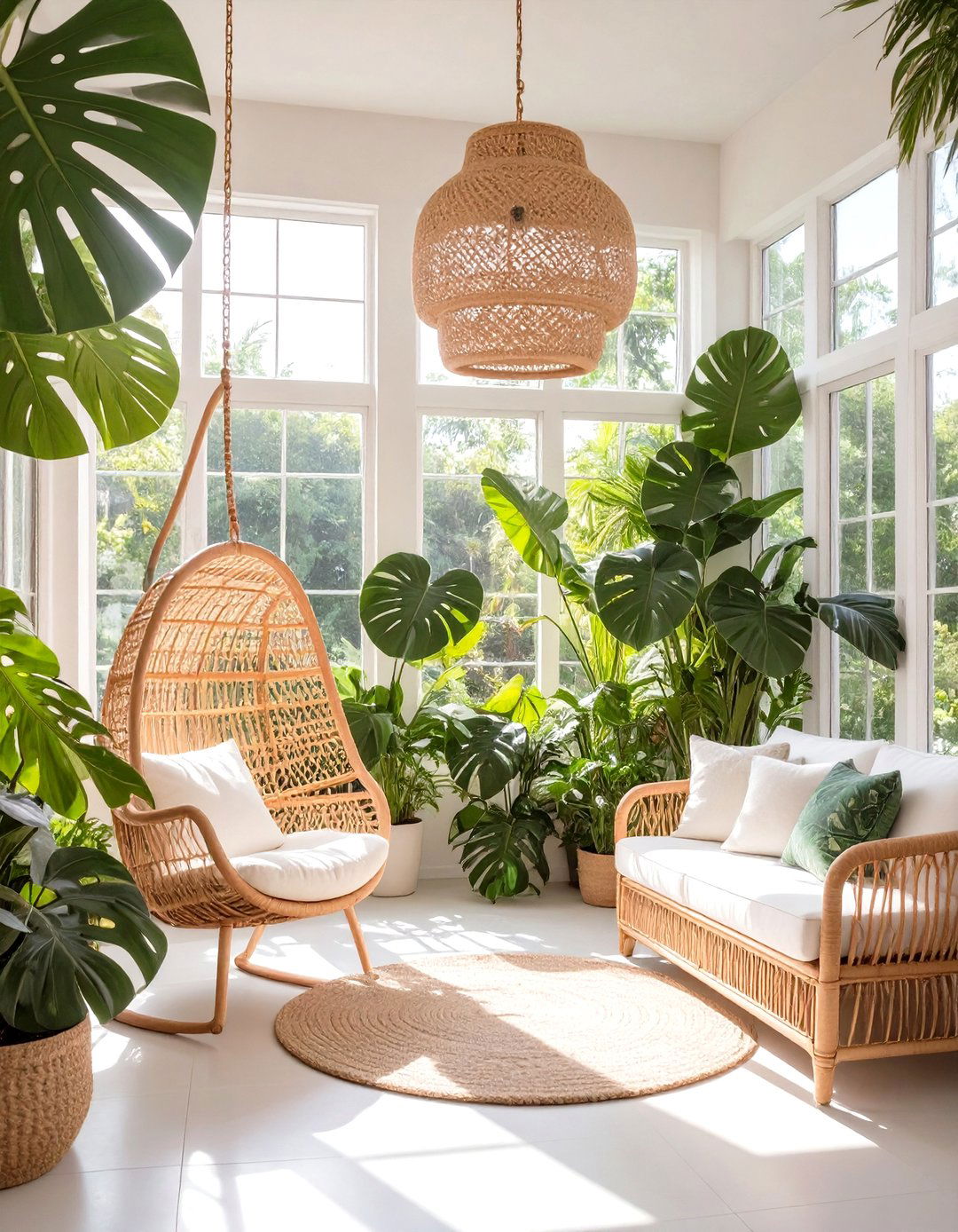 The Tropical Sunroom with Lush Greenery - 30 green interior design ideas