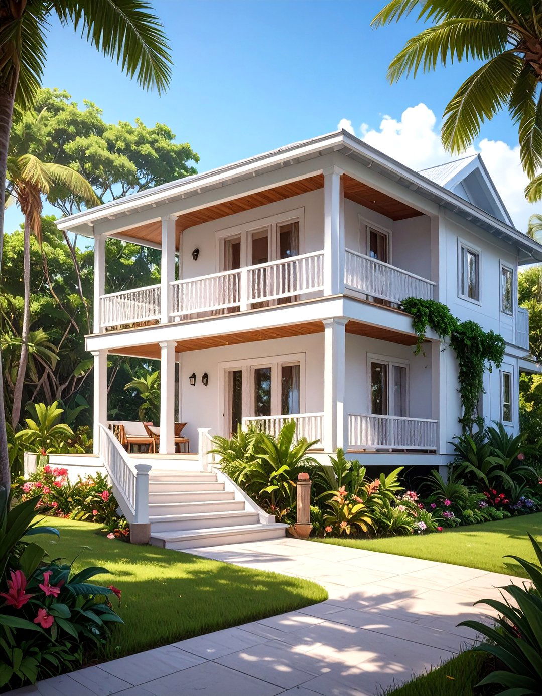 The Tropical Veranda House - 30 low budget simple two storey house design ideas