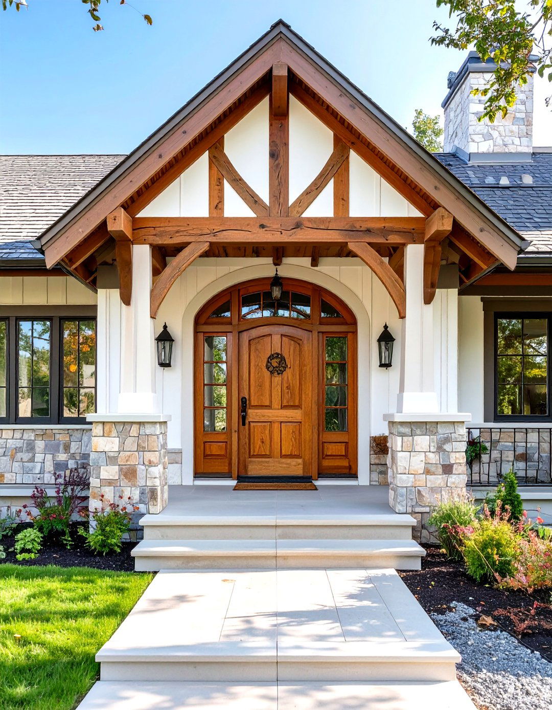 The Tudor Inspired Entry - 30 front porch ideas for ranch style homes before and after
