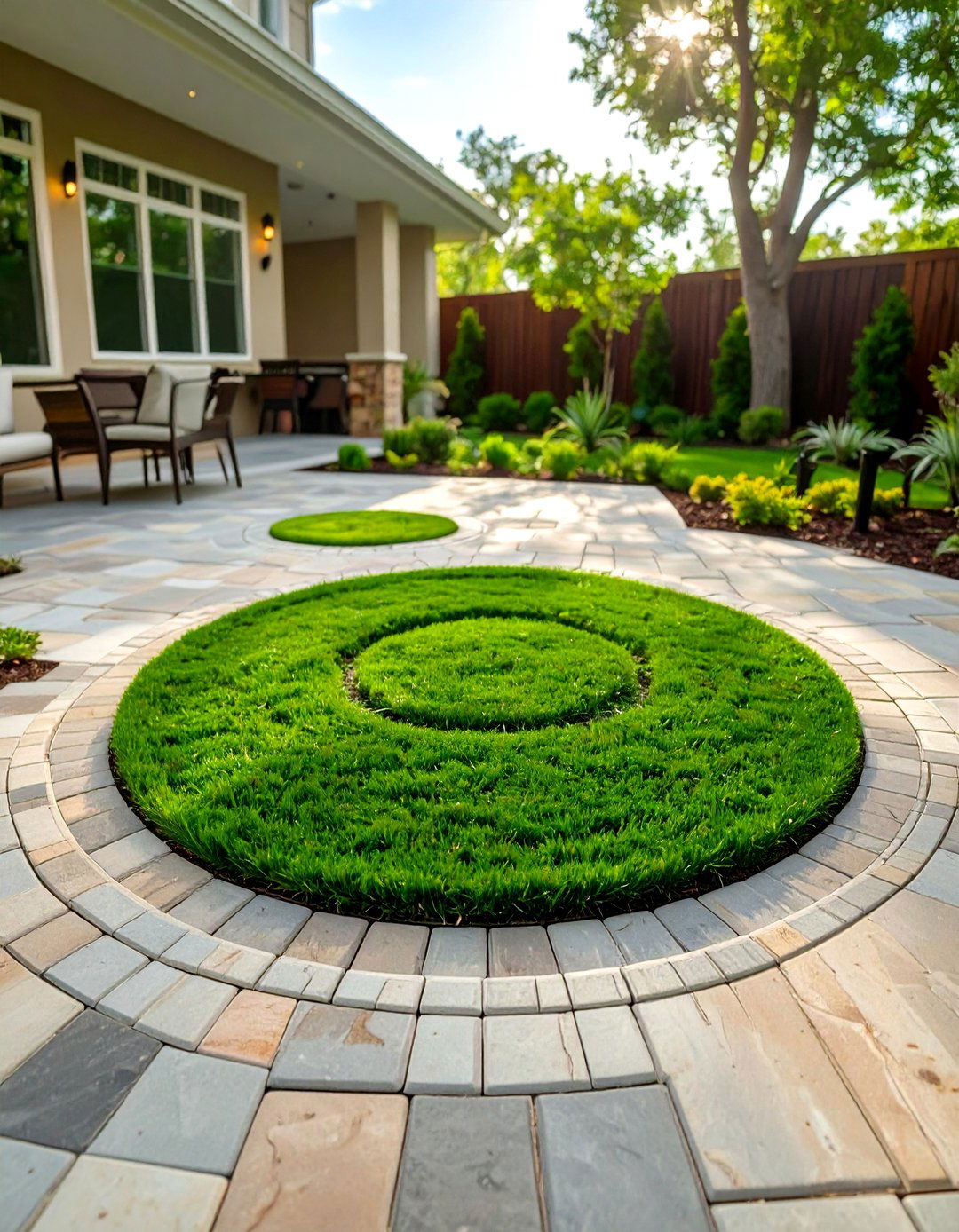 The Turf Medallion or Inlay - 30 backyard turf ideas