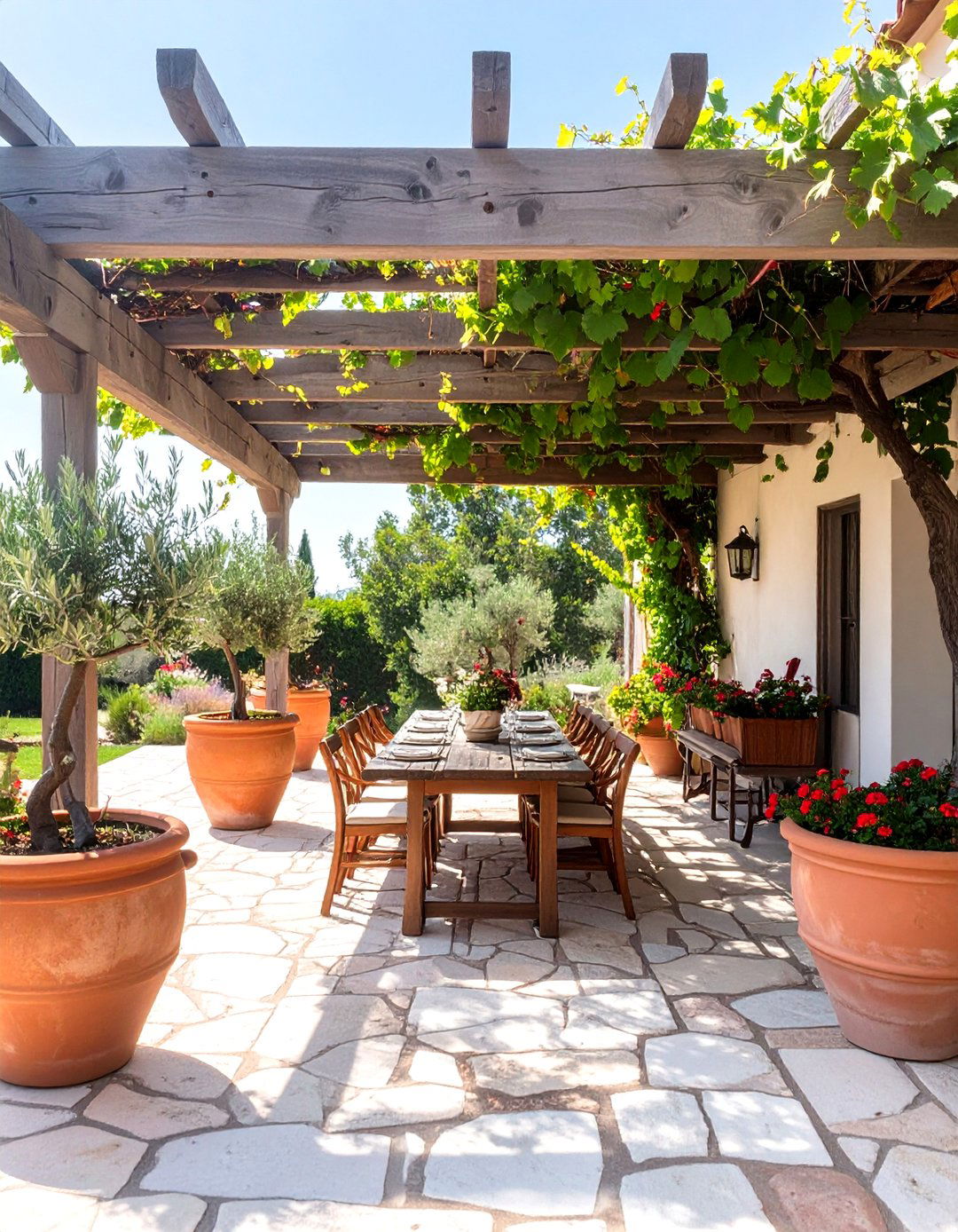 The Tuscan Inspired Patio with a Pergola - 30 backyard patio landscaping ideas