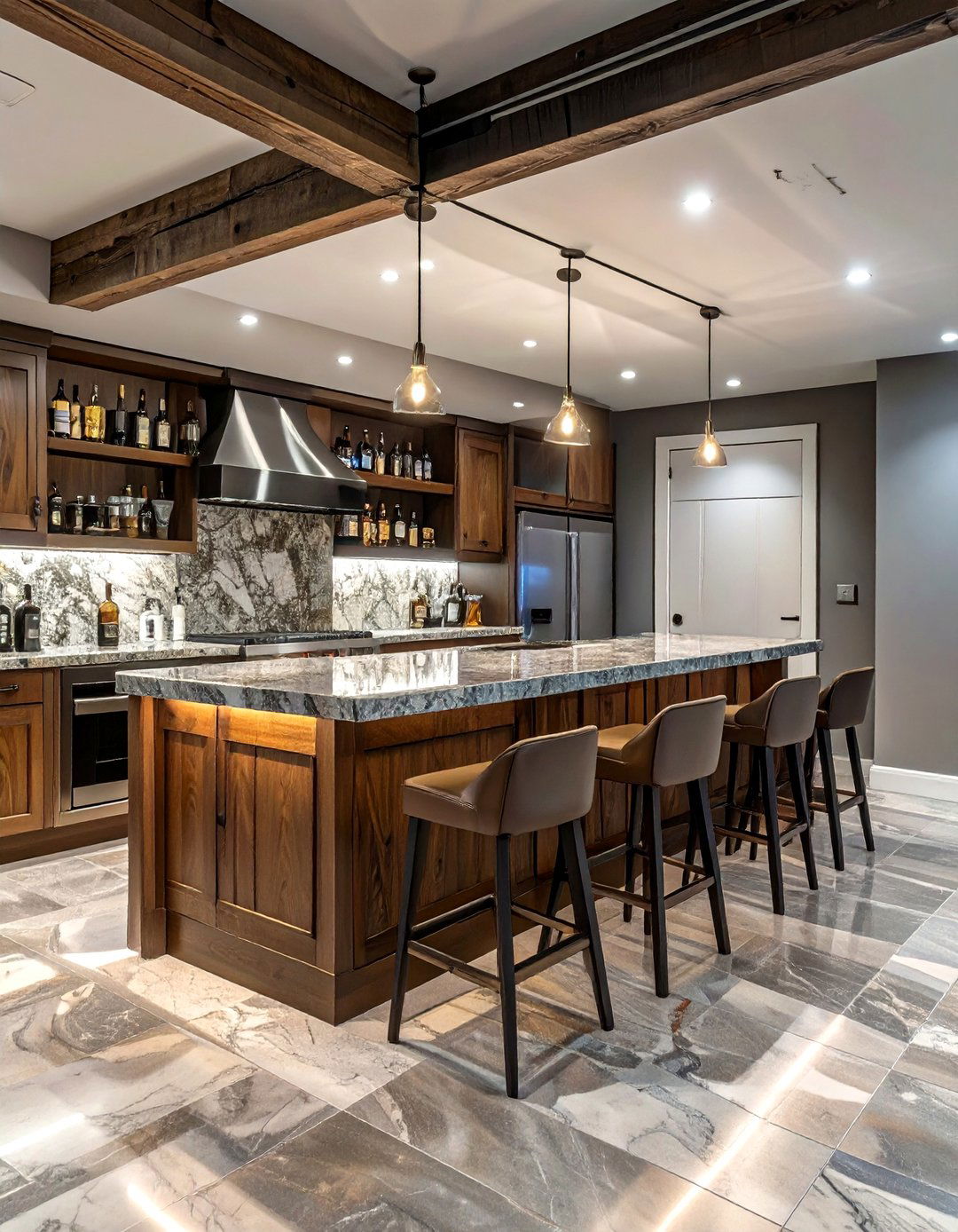 The Two Tier Basement Bar - 30 basement bar designs