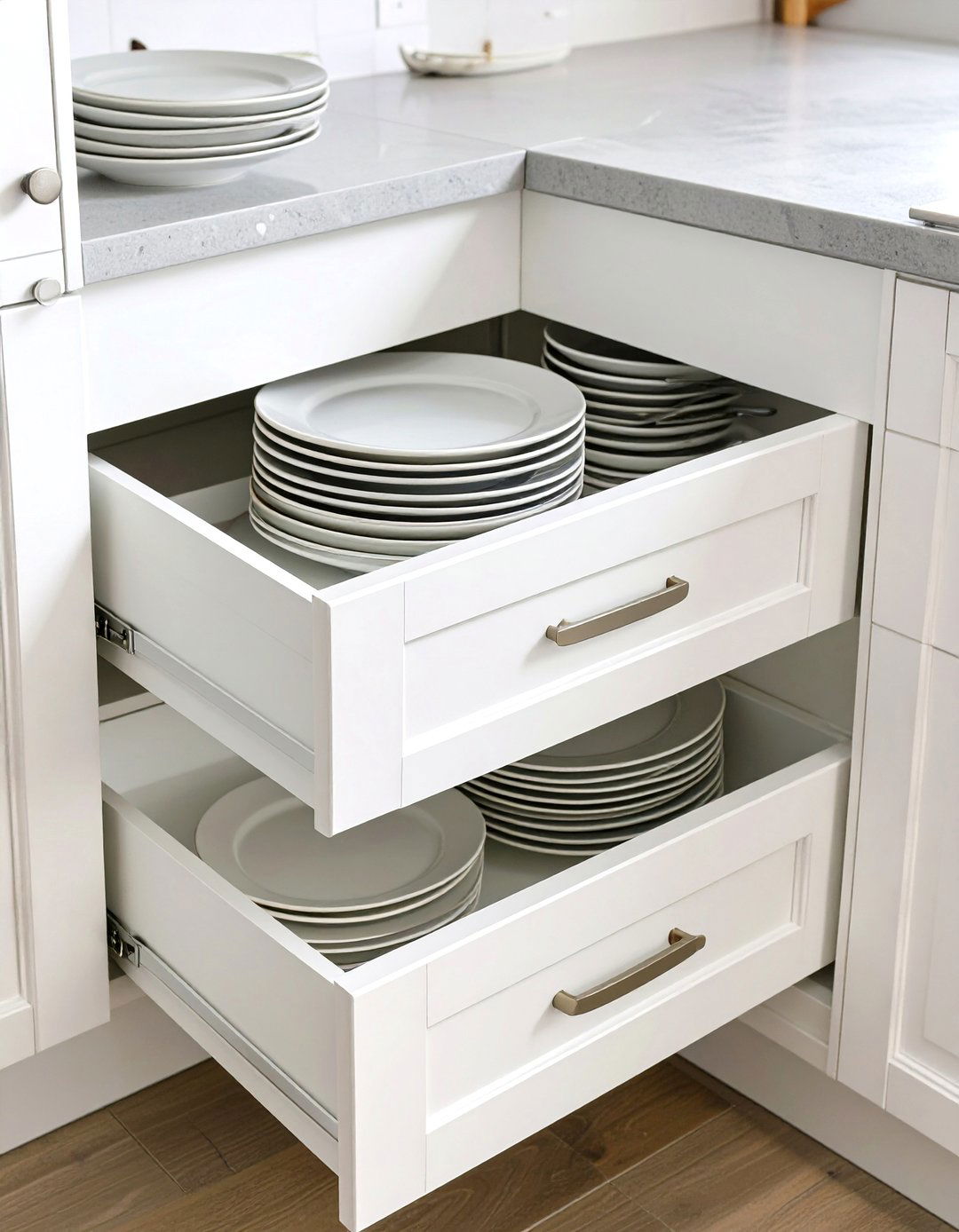 The Two Tier Corner Drawer System - 30 blind corner kitchen cabinet ideas