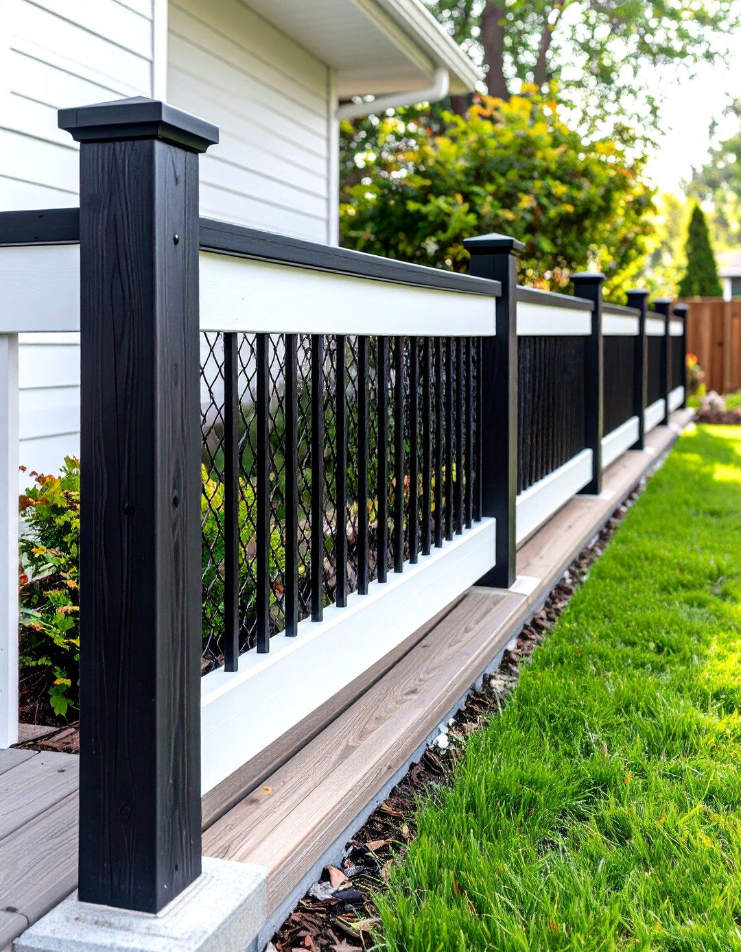 The Two Tone Hog Wire Deck Railing - 30 hog wire deck railing ideas